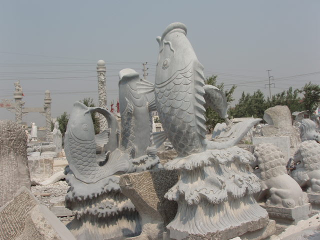 海豚石雕魚，手工雕刻鯉魚戲水，龍鳳大鵬，大象駿馬