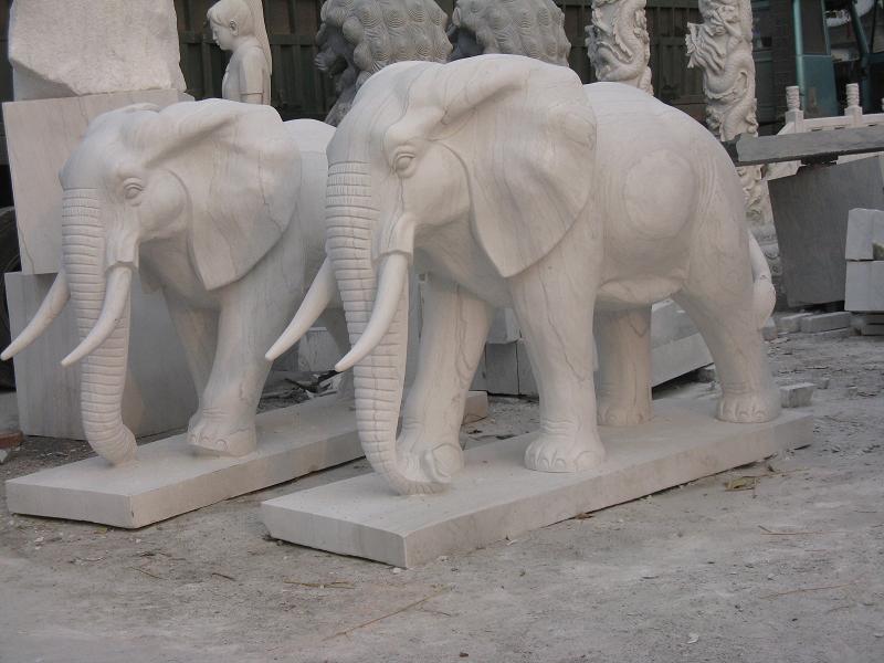 石雕大象，青石大象，漢白玉大象