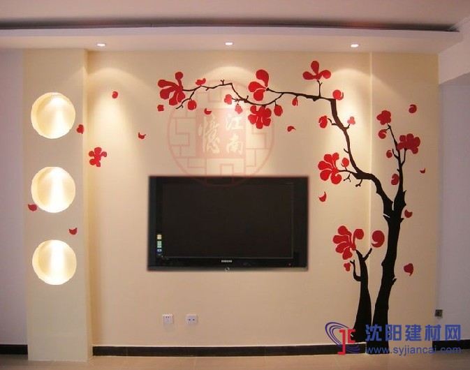 沈陽碧然硅藻泥背景墻效果圖植物簡畫1