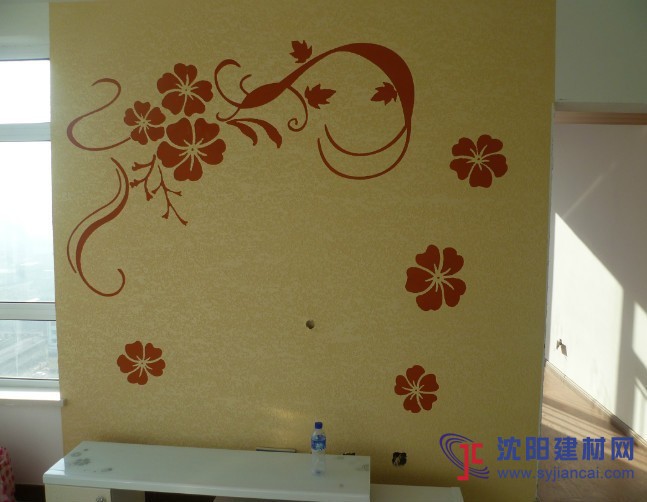 沈陽碧然硅藻泥背景墻效果圖對角花藤2