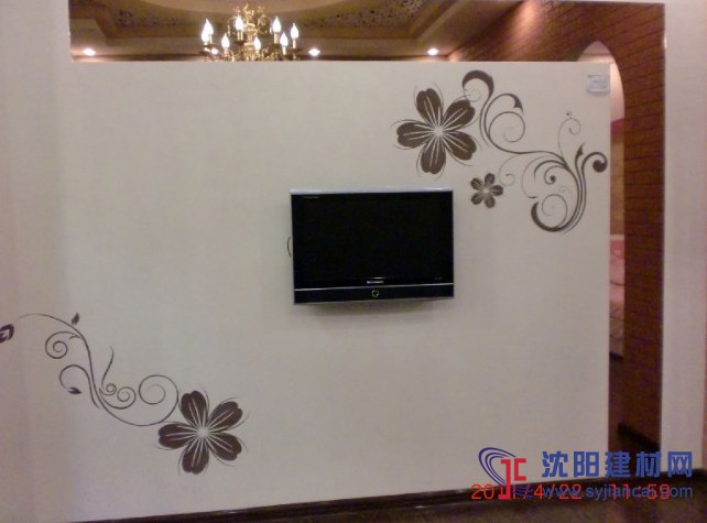 沈陽碧然硅藻泥背景墻效果圖對角花藤5