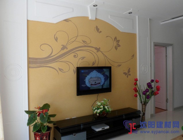 沈陽碧然硅藻泥背景墻效果圖對角花藤6