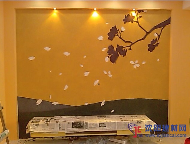 沈陽碧然硅藻泥背景墻效果圖對角花藤9