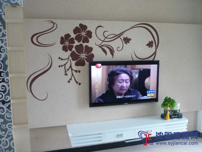 沈陽碧然硅藻泥背景墻效果圖對角花藤10