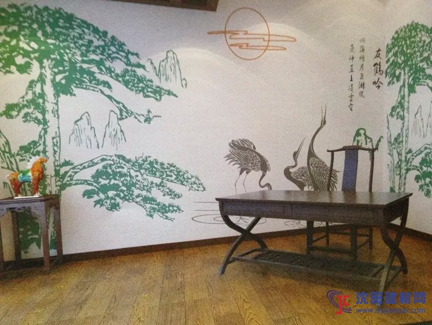 沈陽碧然硅藻泥背景墻效果圖古風字畫4