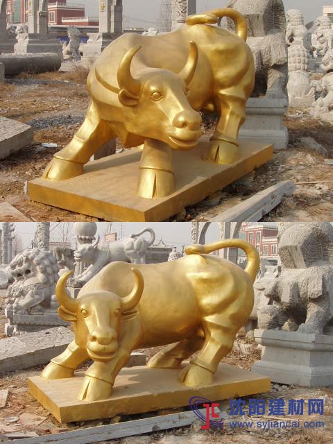 石雕牛，股市牛，幸運牛，崛起牛