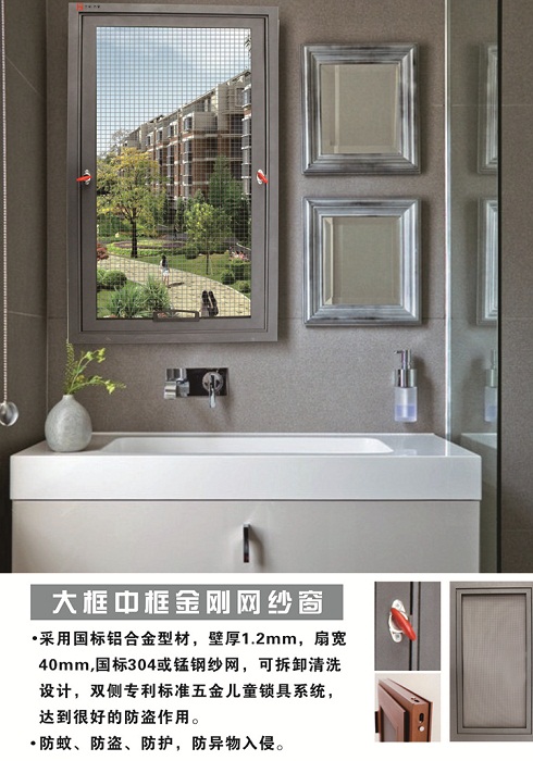 華碩大框中框金鋼網紗窗