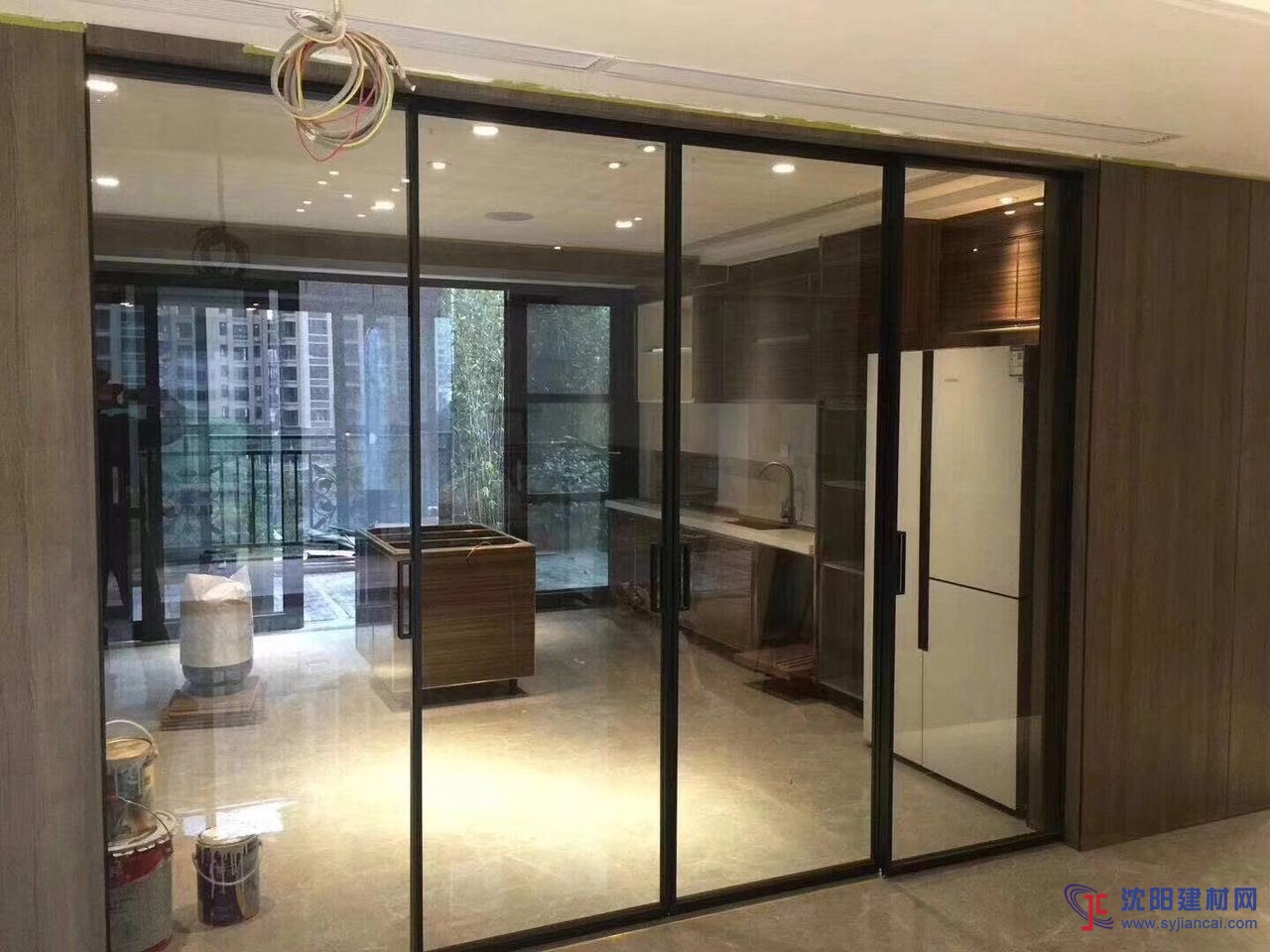 2018輕奢華極簡定制陽臺廚房客廳隔斷吊趟門